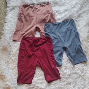 Womens Red, pink, And Dusty Blue Workout Shorts